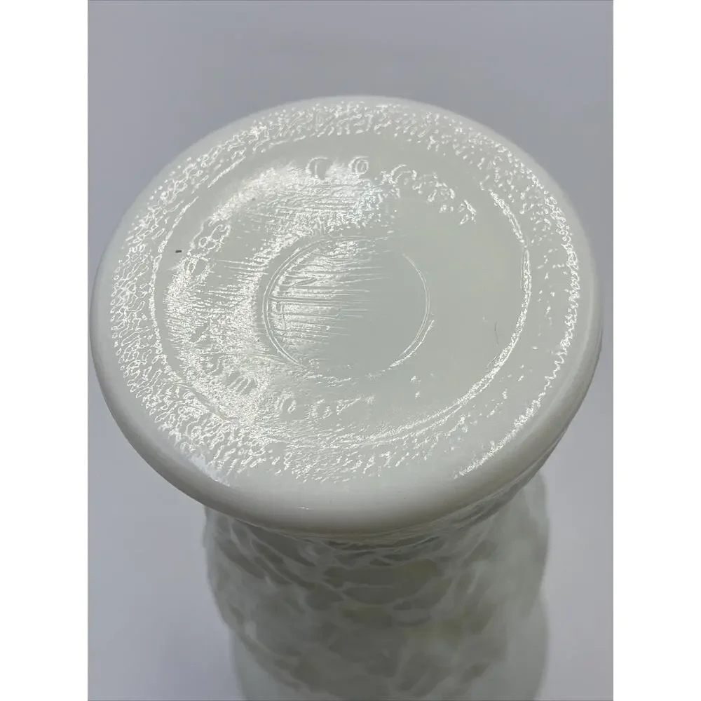 Old Vintage E.O Brody Opaque Milk White Glass Vase w Textured Finish Pattern MCM